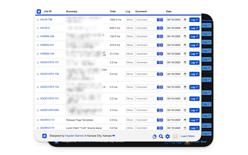 Jira Log Time from Chrome web store to be run with OffiDocs Chromium online Jira Log Time from Chrome web store to be run with OffiDocs Chromium online
