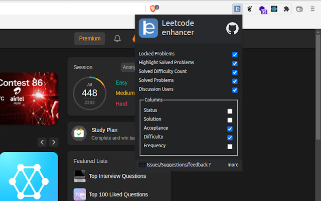 Leetcode Enhancer from Chrome web store to be run with OffiDocs Chromium online Leetcode Enhancer from Chrome web store to be run with OffiDocs Chromium online