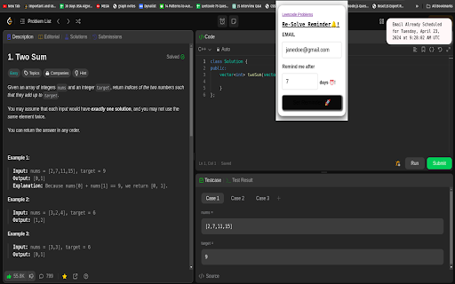 LeetCodeReminder from Chrome web store to be run with OffiDocs Chromium online LeetCodeReminder from Chrome web store to be run with OffiDocs Chromium online