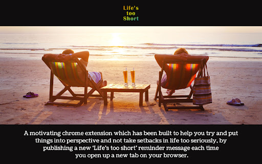 Lifes Too Short Tab from Chrome web store to be run with OffiDocs Chromium online Lifes Too Short Tab from Chrome web store to be run with OffiDocs Chromium online