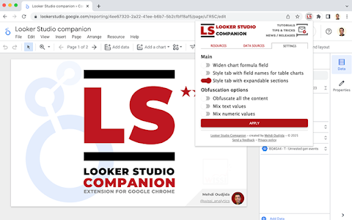 Looker Studio Companion from Chrome web store to be run with OffiDocs Chromium online Looker Studio Companion from Chrome web store to be run with OffiDocs Chromium online