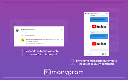 ManyGram Responda comentários e direct automaticamente no Instagram from Chrome web store to be run with OffiDocs Chromium online ManyGram Responda comentários e direct automaticamente no Instagram from Chrome web store to be run with OffiDocs Chromium online