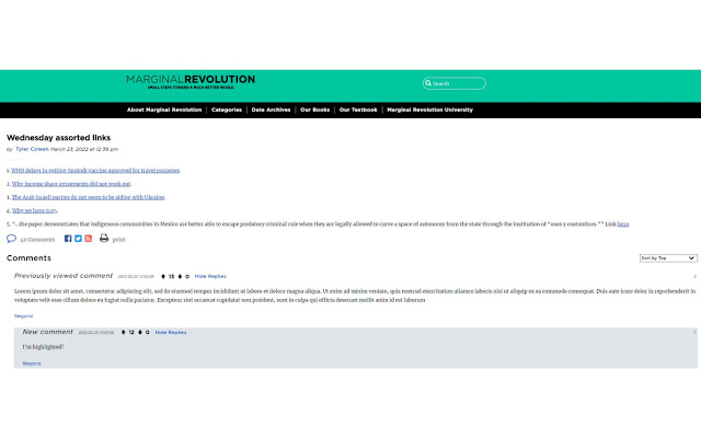 Marginal Revolution New Comment Highlighter from Chrome web store to be run with OffiDocs Chromium online Marginal Revolution New Comment Highlighter from Chrome web store to be run with OffiDocs Chromium online