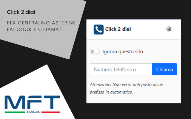 MFT ITALIA Click to Dial from Chrome web store to be run with OffiDocs Chromium online MFT ITALIA Click to Dial from Chrome web store to be run with OffiDocs Chromium online