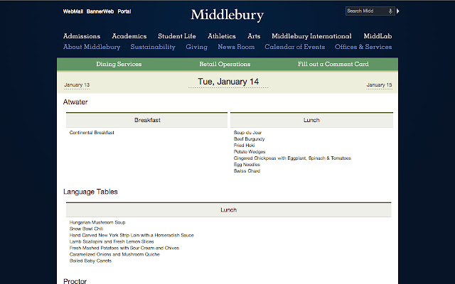 Middlebury Menu from Chrome web store to be run with OffiDocs Chromium online Middlebury Menu from Chrome web store to be run with OffiDocs Chromium online