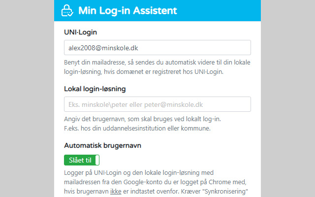 Min Log in Assistent from Chrome web store to be run with OffiDocs Chromium online Min Log in Assistent from Chrome web store to be run with OffiDocs Chromium online