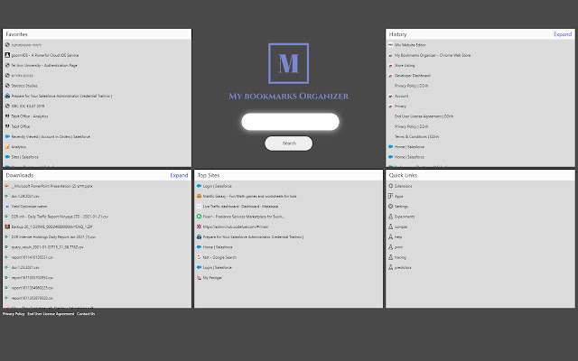 My Bookmarks Organizer from Chrome web store to be run with OffiDocs Chromium online My Bookmarks Organizer from Chrome web store to be run with OffiDocs Chromium online
