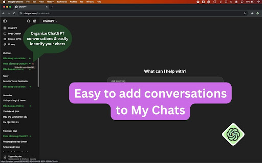 Mychats for ChatGPT from Chrome web store to be run with OffiDocs Chromium online Mychats for ChatGPT from Chrome web store to be run with OffiDocs Chromium online