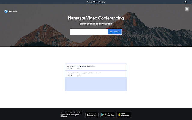 Namaste Video Conferencing from Chrome web store to be run with OffiDocs Chromium online Namaste Video Conferencing from Chrome web store to be run with OffiDocs Chromium online