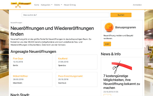 Neueröffnungen from Chrome web store to be run with OffiDocs Chromium online Neueröffnungen from Chrome web store to be run with OffiDocs Chromium online