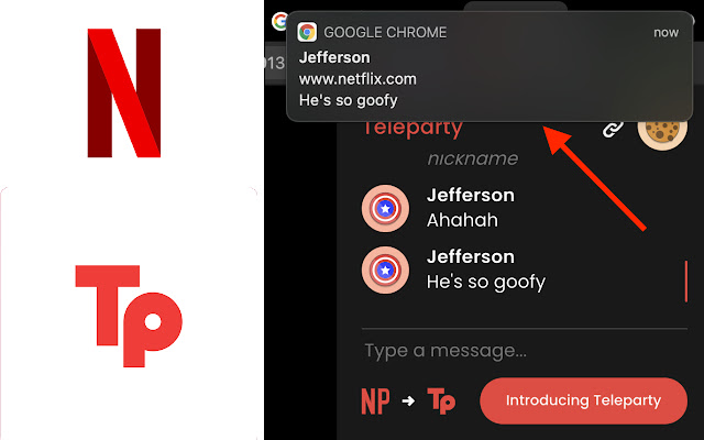 Notifications for Teleparty from Chrome web store to be run with OffiDocs Chromium online Notifications for Teleparty from Chrome web store to be run with OffiDocs Chromium online