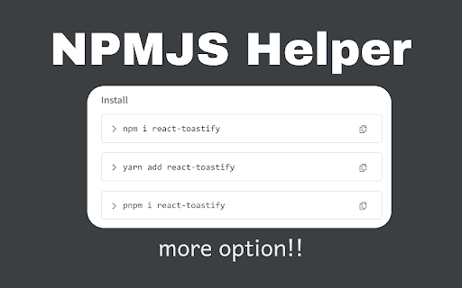 npmjs helper from Chrome web store to be run with OffiDocs Chromium online npmjs helper from Chrome web store to be run with OffiDocs Chromium online