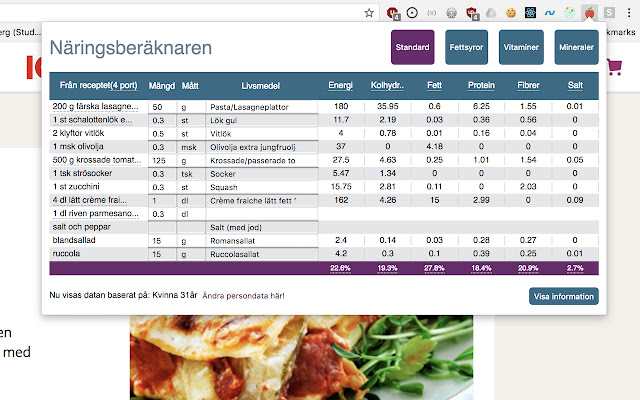 Näringsberäknaren from Chrome web store to be run with OffiDocs Chromium online Näringsberäknaren from Chrome web store to be run with OffiDocs Chromium online