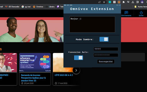 Omnivox Limoilou Extension from Chrome web store to be run with OffiDocs Chromium online Omnivox Limoilou Extension from Chrome web store to be run with OffiDocs Chromium online