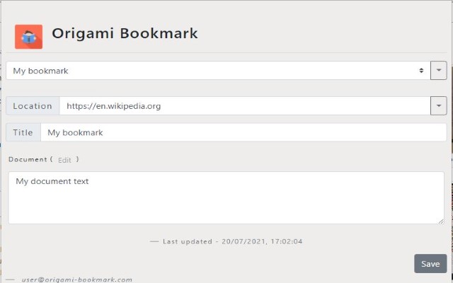 OrigamiBookmark from Chrome web store to be run with OffiDocs Chromium online OrigamiBookmark from Chrome web store to be run with OffiDocs Chromium online