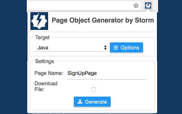 Page Object Generator By Storm from Chrome web store to be run with OffiDocs Chromium online Page Object Generator By Storm from Chrome web store to be run with OffiDocs Chromium online