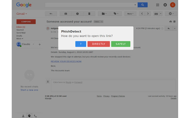 PhishDetect from Chrome web store to be run with OffiDocs Chromium online PhishDetect from Chrome web store to be run with OffiDocs Chromium online