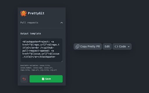 PrettyGit from Chrome web store to be run with OffiDocs Chromium online PrettyGit from Chrome web store to be run with OffiDocs Chromium online