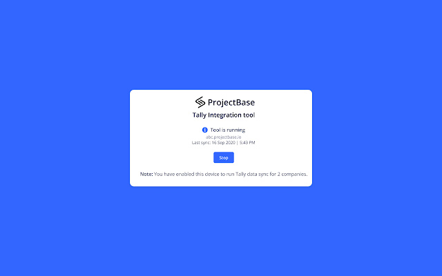 ProjectBase Tally Connector from Chrome web store to be run with OffiDocs Chromium online ProjectBase Tally Connector from Chrome web store to be run with OffiDocs Chromium online