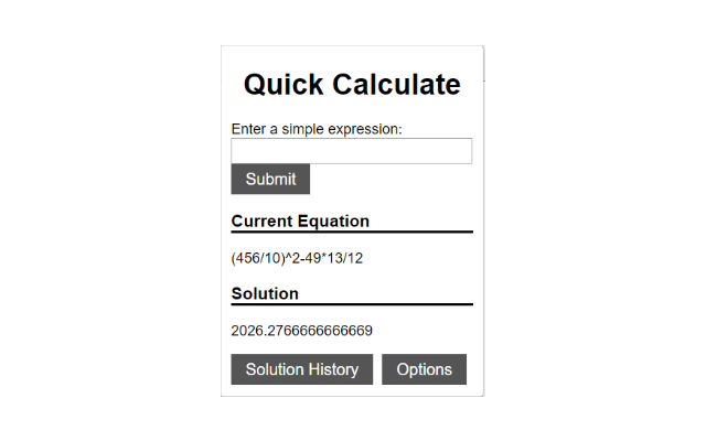 Quick Calculate from Chrome web store to be run with OffiDocs Chromium online Quick Calculate from Chrome web store to be run with OffiDocs Chromium online