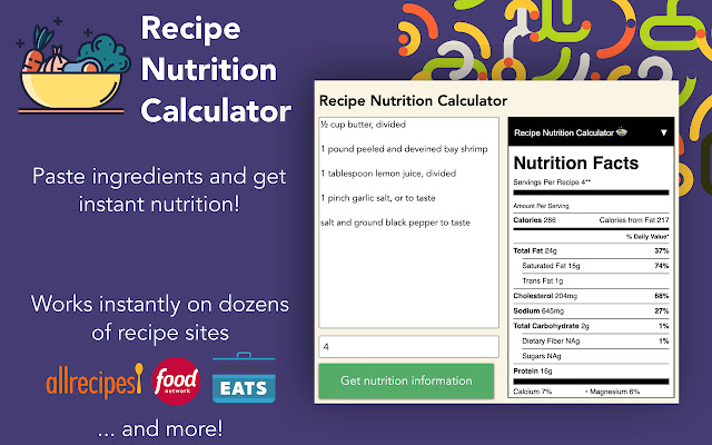 Recipe Nutrition Calculator from Chrome web store to be run with OffiDocs Chromium online Recipe Nutrition Calculator from Chrome web store to be run with OffiDocs Chromium online