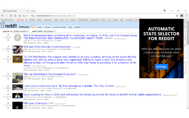 Reddit State Selector from Chrome web store to be run with OffiDocs Chromium online Reddit State Selector from Chrome web store to be run with OffiDocs Chromium online