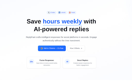 ReplyFast.us AI Assistant for Social Media from Chrome web store to be run with OffiDocs Chromium online ReplyFast.us AI Assistant for Social Media from Chrome web store to be run with OffiDocs Chromium online
