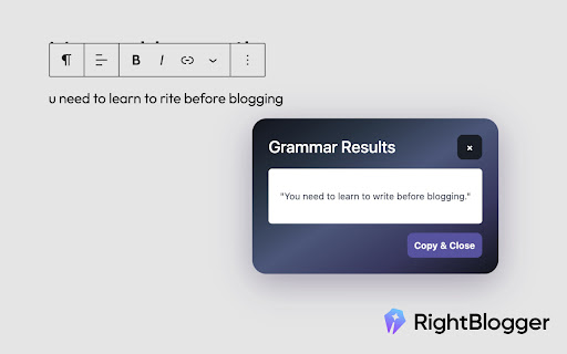 RightBlogger AI for Bloggers from Chrome web store to be run with OffiDocs Chromium online RightBlogger AI for Bloggers from Chrome web store to be run with OffiDocs Chromium online