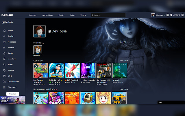 RoPlus Up Your Roblox Theme from Chrome web store to be run with OffiDocs Chromium online RoPlus Up Your Roblox Theme from Chrome web store to be run with OffiDocs Chromium online