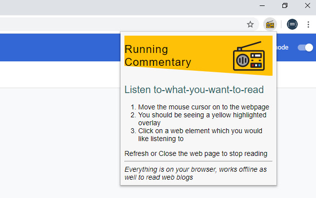 Running Commentary from Chrome web store to be run with OffiDocs Chromium online Running Commentary from Chrome web store to be run with OffiDocs Chromium online