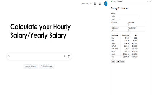 Salary Converter from Chrome web store to be run with OffiDocs Chromium online Salary Converter from Chrome web store to be run with OffiDocs Chromium online