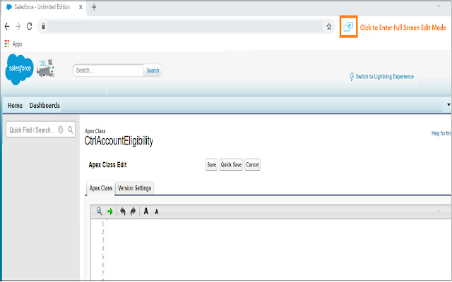 Salesforce Advanced Code Editor from Chrome web store to be run with OffiDocs Chromium online Salesforce Advanced Code Editor from Chrome web store to be run with OffiDocs Chromium online