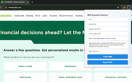 SEO Snapshot Analyzer from Chrome web store to be run with OffiDocs Chromium online SEO Snapshot Analyzer from Chrome web store to be run with OffiDocs Chromium online
