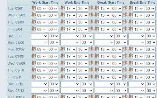 Set Working Hours from Chrome web store to be run with OffiDocs Chromium online Set Working Hours from Chrome web store to be run with OffiDocs Chromium online