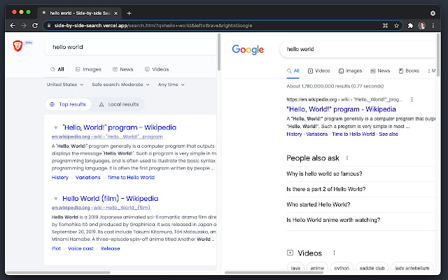 Side by side Search from Chrome web store to be run with OffiDocs Chromium online Side by side Search from Chrome web store to be run with OffiDocs Chromium online