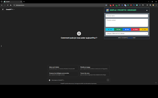 Simple prompts manager from Chrome web store to be run with OffiDocs Chromium online Simple prompts manager from Chrome web store to be run with OffiDocs Chromium online