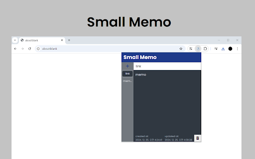 Small Memo from Chrome web store to be run with OffiDocs Chromium online Small Memo from Chrome web store to be run with OffiDocs Chromium online
