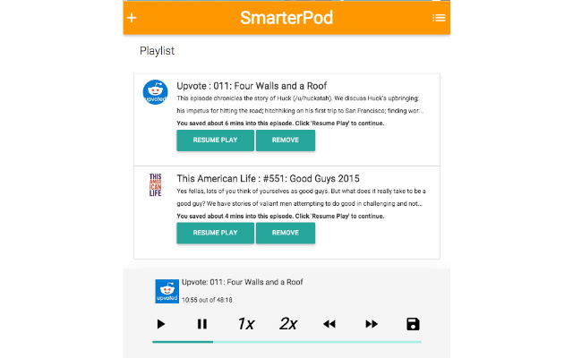 smarterPod: Simple and Smart Podcast Player from Chrome web store to be run with OffiDocs Chromium online smarterPod: Simple and Smart Podcast Player from Chrome web store to be run with OffiDocs Chromium online