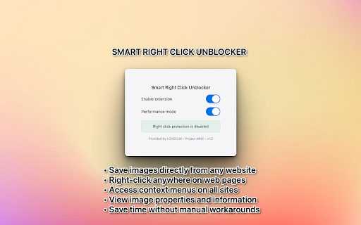 Smart Right Click Unblocker from Chrome web store to be run with OffiDocs Chromium online Smart Right Click Unblocker from Chrome web store to be run with OffiDocs Chromium online