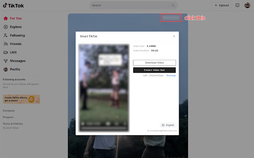 Smart TikTok Make TikTok Smart and Easy from Chrome web store to be run with OffiDocs Chromium online Smart TikTok Make TikTok Smart and Easy from Chrome web store to be run with OffiDocs Chromium online