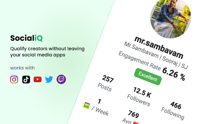 SocialiQ Influencer Marketing Research Tool from Chrome web store to be run with OffiDocs Chromium online SocialiQ Influencer Marketing Research Tool from Chrome web store to be run with OffiDocs Chromium online