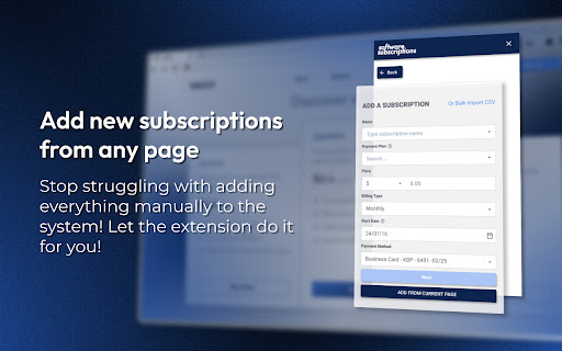 Software Subscriptions Extension from Chrome web store to be run with OffiDocs Chromium online Software Subscriptions Extension from Chrome web store to be run with OffiDocs Chromium online