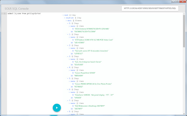 SOLR SQL Console from Chrome web store to be run with OffiDocs Chromium online SOLR SQL Console from Chrome web store to be run with OffiDocs Chromium online