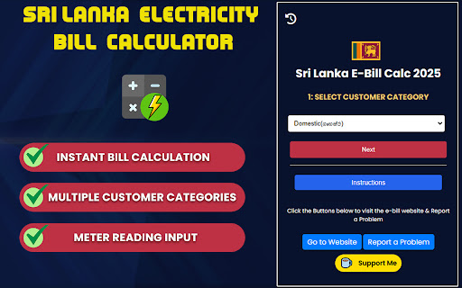 Sri Lanka Electricity Bill Calculator from Chrome web store to be run with OffiDocs Chromium online Sri Lanka Electricity Bill Calculator from Chrome web store to be run with OffiDocs Chromium online