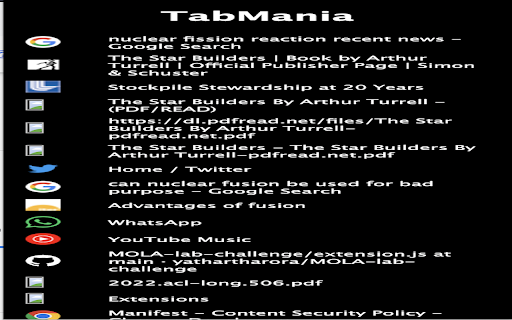 TabsMania from Chrome web store to be run with OffiDocs Chromium online TabsMania from Chrome web store to be run with OffiDocs Chromium online