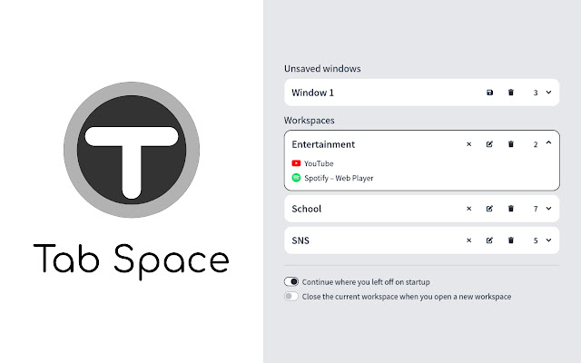Tab Space from Chrome web store to be run with OffiDocs Chromium online Tab Space from Chrome web store to be run with OffiDocs Chromium online