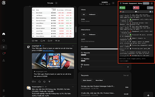Threads Engagement Automation from Chrome web store to be run with OffiDocs Chromium online Threads Engagement Automation from Chrome web store to be run with OffiDocs Chromium online