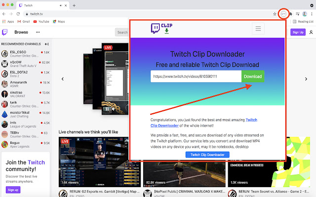 Twitch Clip Downloader Twitch To Mp4 from Chrome web store to be run with OffiDocs Chromium online Twitch Clip Downloader Twitch To Mp4 from Chrome web store to be run with OffiDocs Chromium online