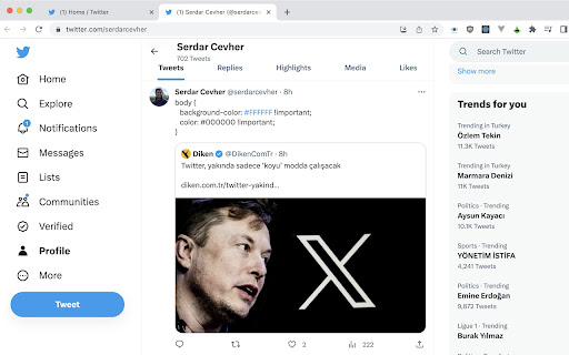 Twitter Normalleştirici from Chrome web store to be run with OffiDocs Chromium online Twitter Normalleştirici from Chrome web store to be run with OffiDocs Chromium online