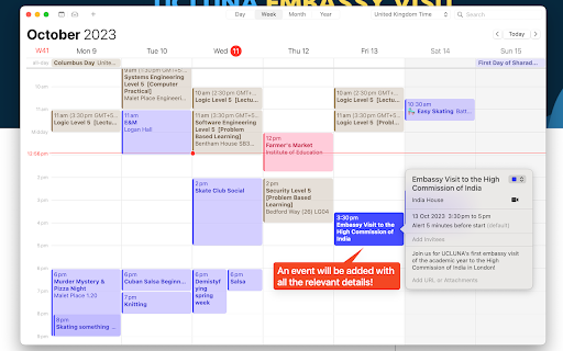 UCL Whats On Quick Add to Calendar from Chrome web store to be run with OffiDocs Chromium online UCL Whats On Quick Add to Calendar from Chrome web store to be run with OffiDocs Chromium online